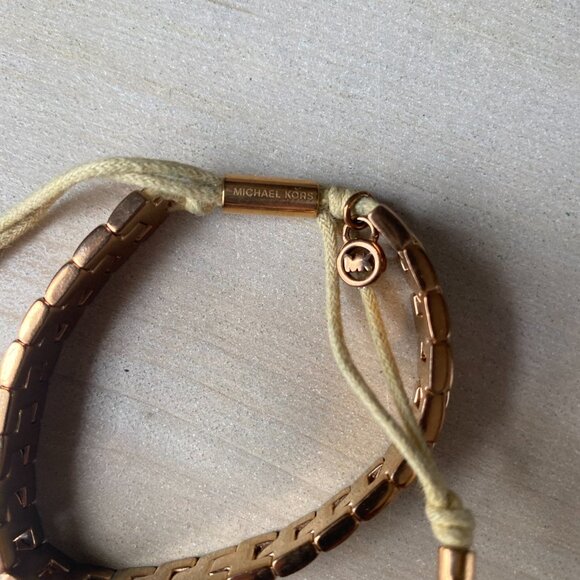 Michael Kors Rose Gold Tone Adjustable Watch Link Style silk corded bracelet - Picture 12 of 15